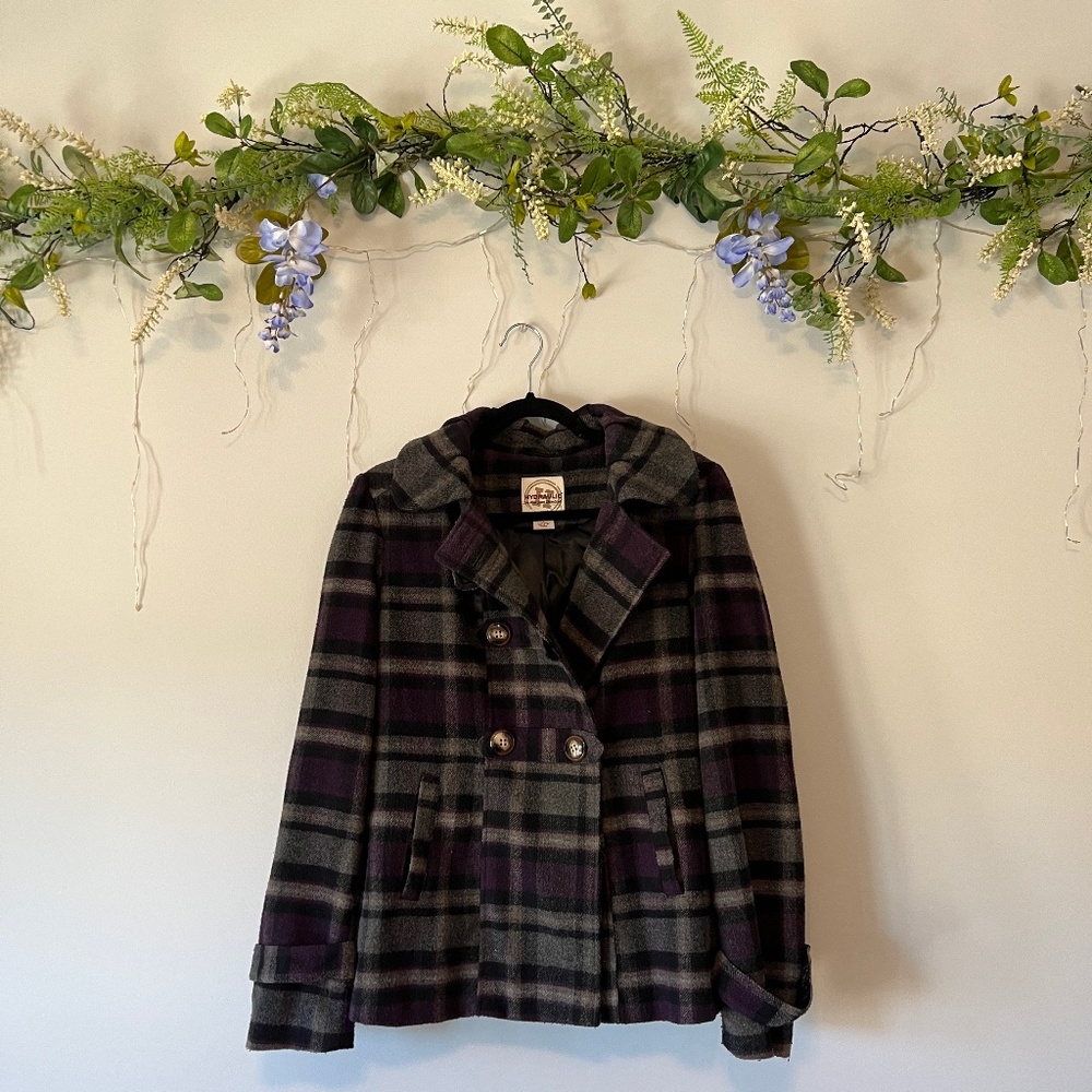 Hydraulic Purple Plaid Coat - Size L